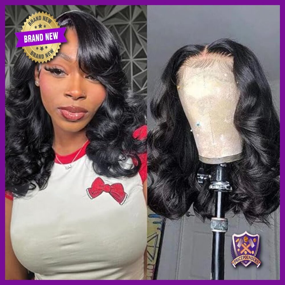 14" Bob Wig Human Hair 13x6 HD Lace Front Body Wave 180% Density